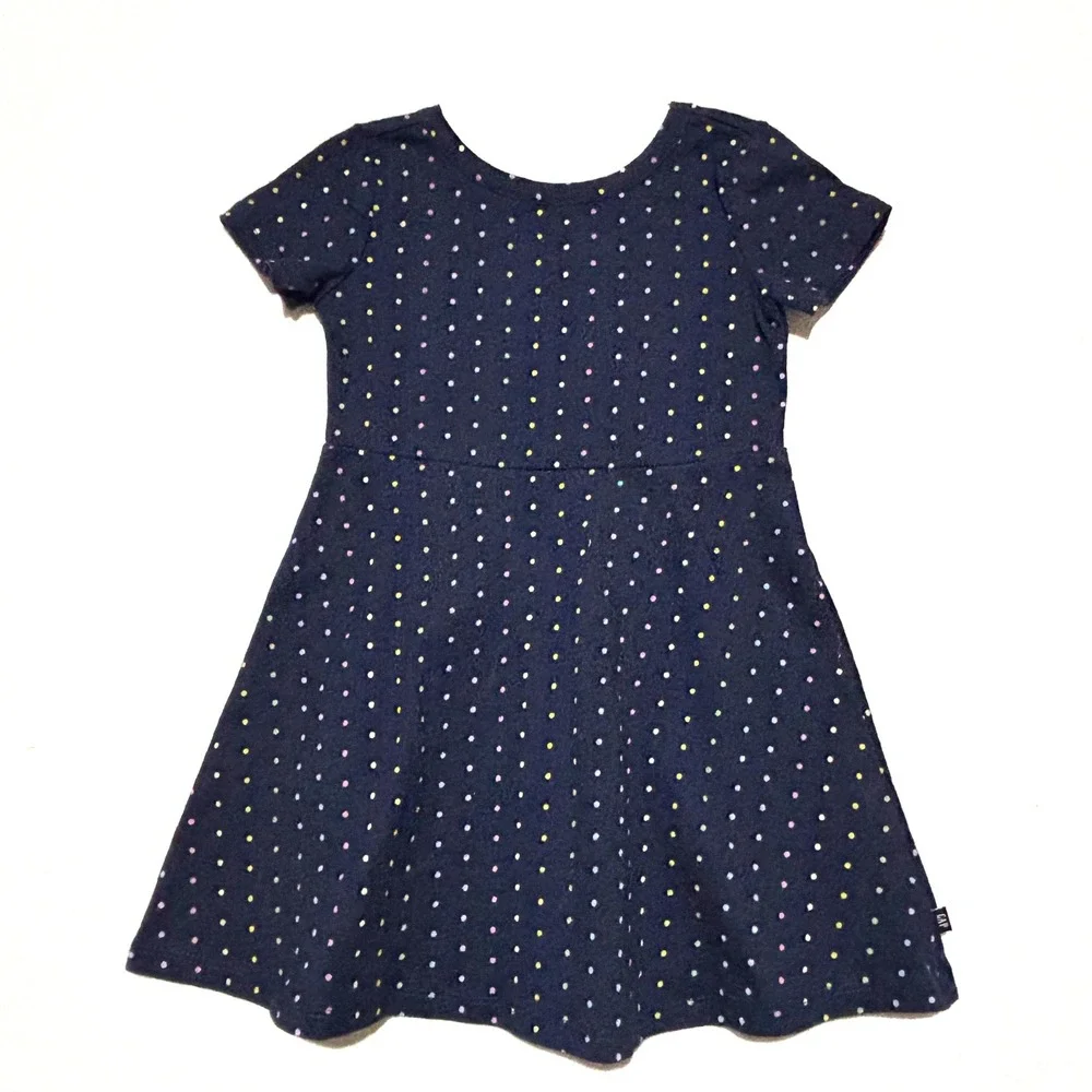 Gap Kids Girls Navy Polka‎ Dot Short Sleeve Fit Flare Dress Size 3T